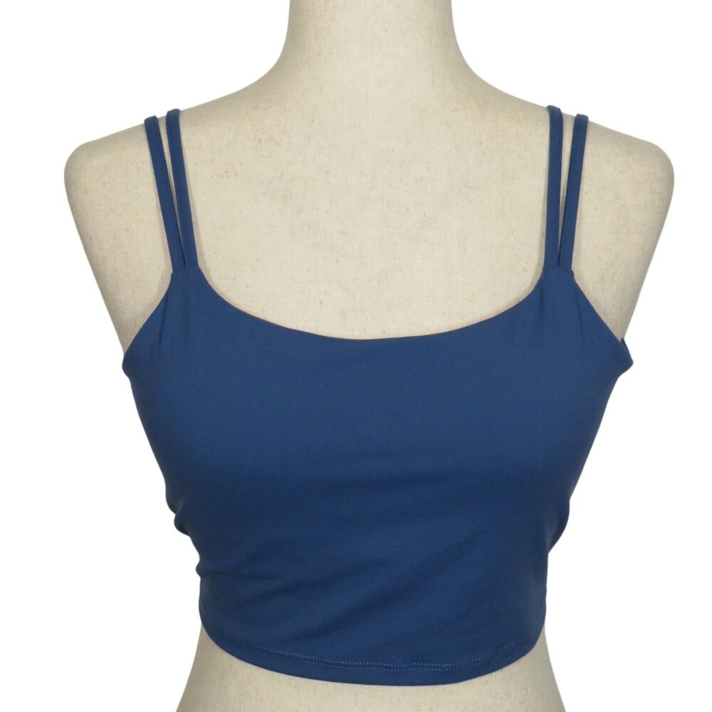 Halara Blue Twisted Backless Double Strap Cropped Yoga Bra Top Size Large